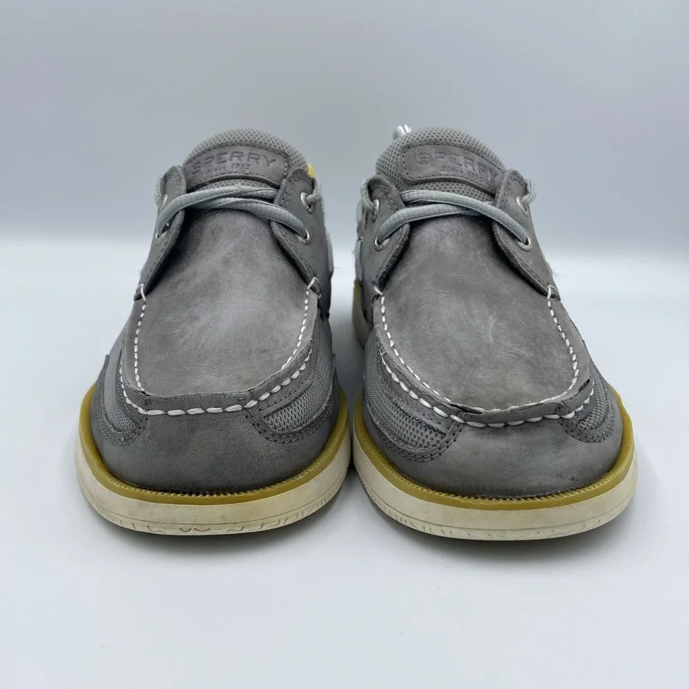 Sperry Surveyor 2-Eye Boat Shoes Men's Size 10 Memory Foam Gray Yellow STS24258